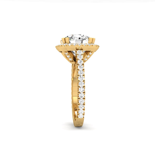14K Yellow Gold Halo Diamond Ring