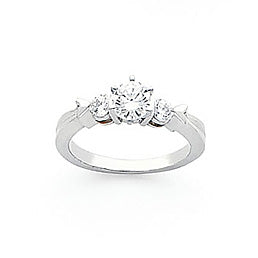 14 Karat Gold Three Stone Diamond Bridal Engagement Ring