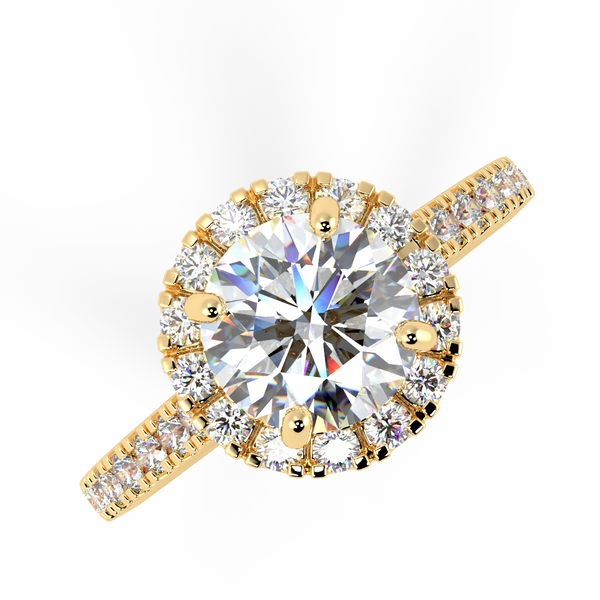 14 Karat Gold Diamond Halo Bridal Engagement Ring
