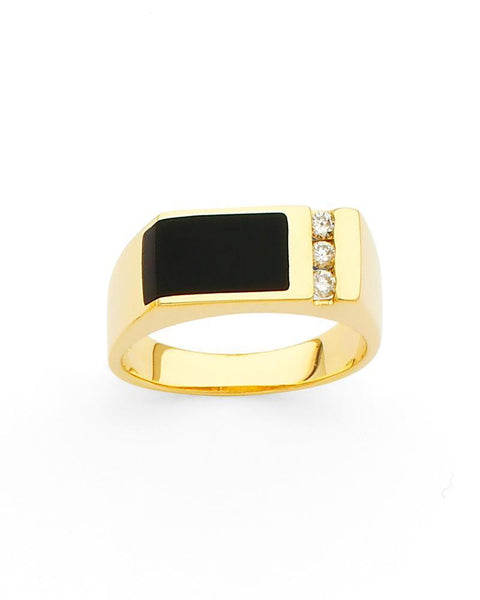 Mens black onyx and diamond deals ring